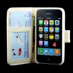 Wholesale iPhone 4S / 4 Simple Flip Leather Wallet Case (White)